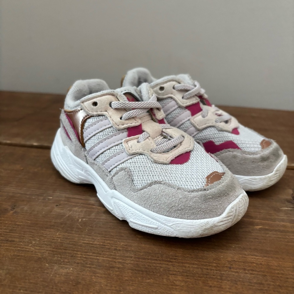 Toddler Adidas Slip On Kids' Running Shoes Pink and White Size 6